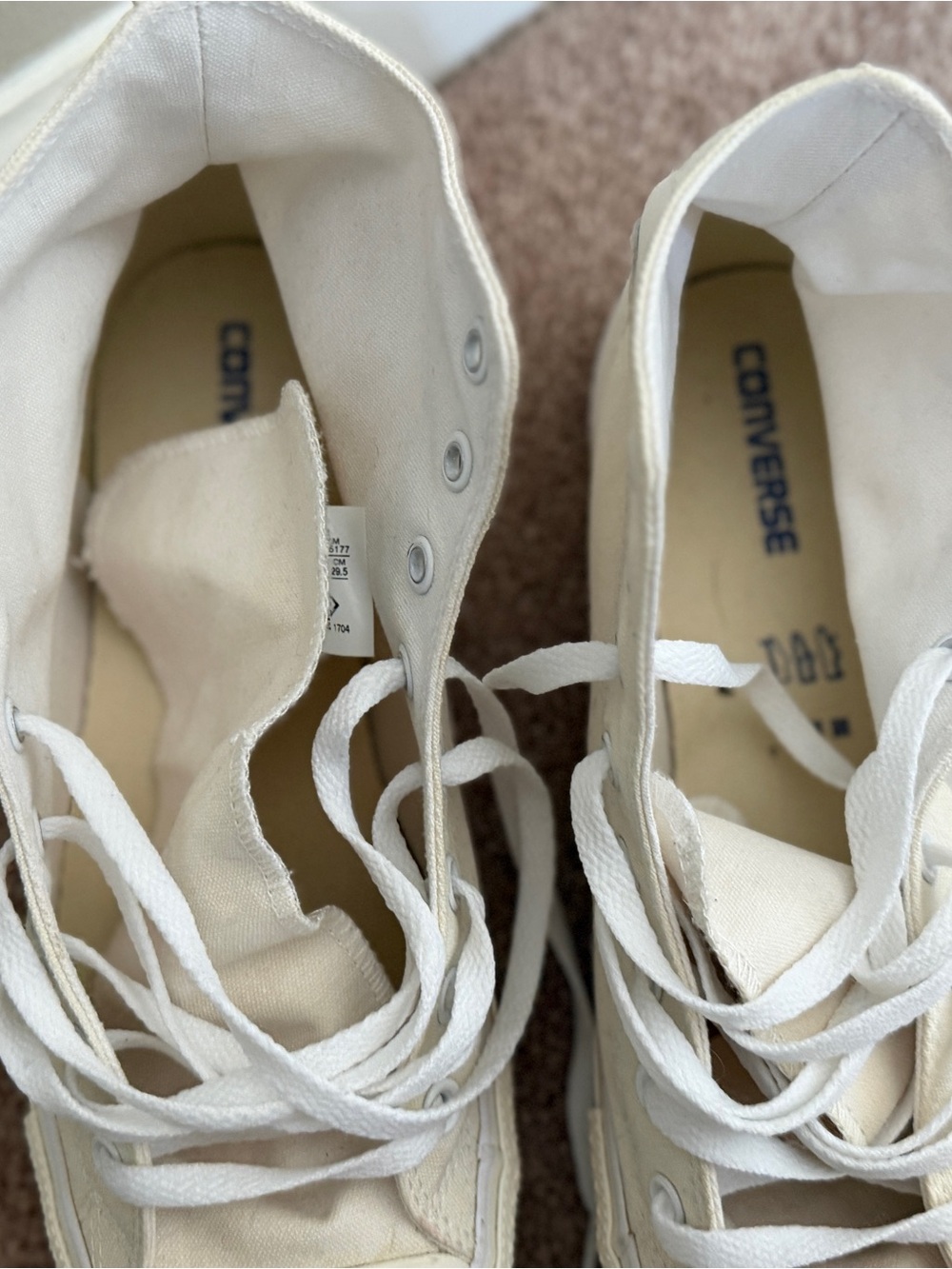 Converse High-Top Canvas Sneakers in Cream White - Picture 5 of 6